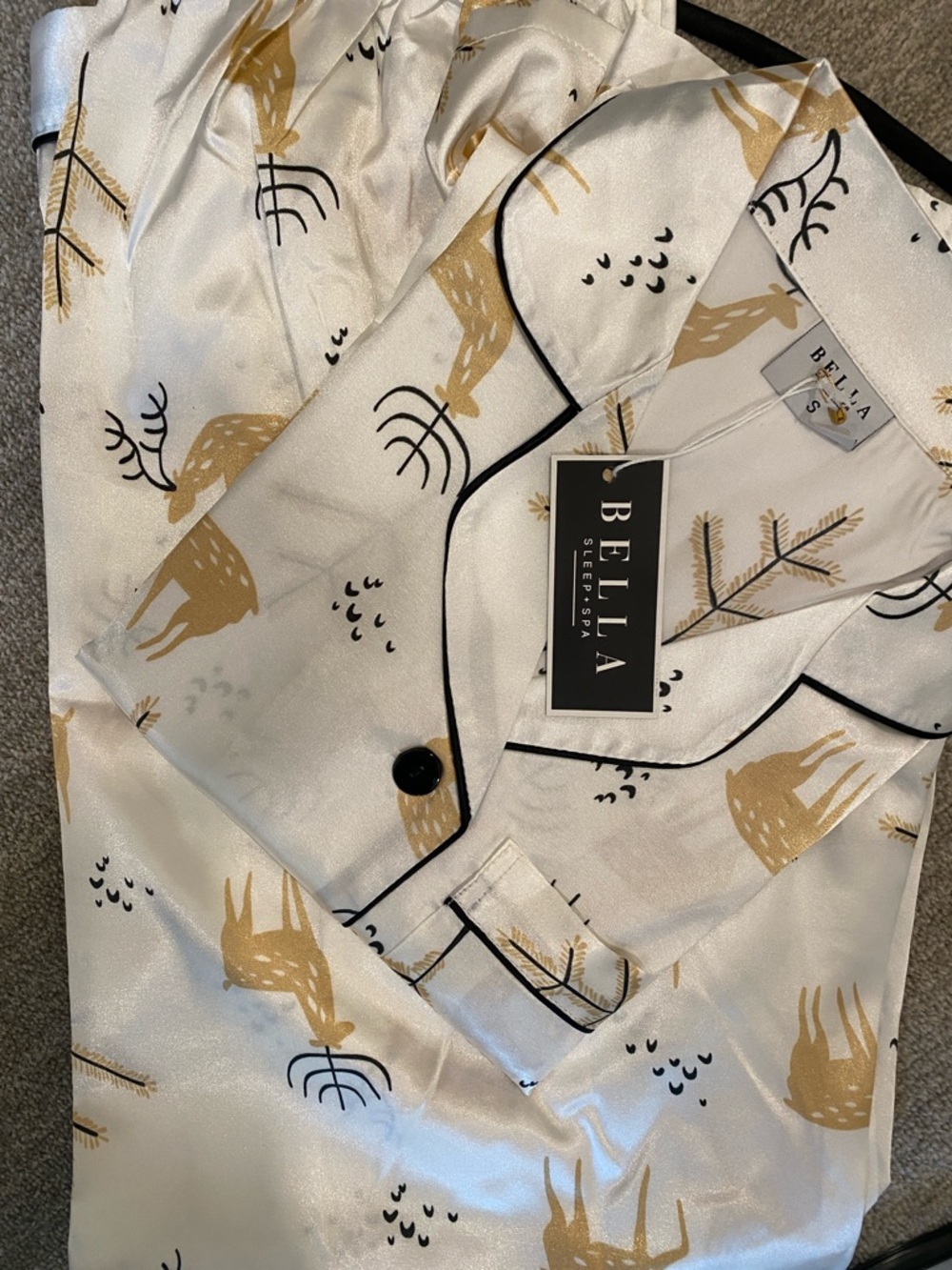 Bella Sleep Spa Oh Deer satin 2 piece pajama set